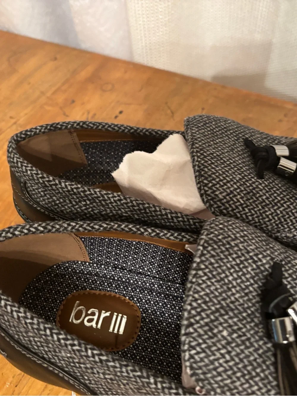 Bar III Gray Textured Tassel Loafers